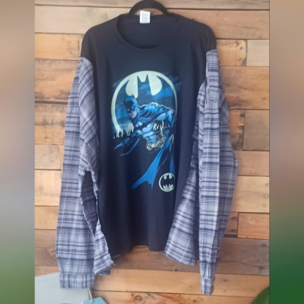 Upcycled Batman Graphic Long Sleeve Shirt :